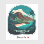 プリンセビルカウアイハワイビーチマウンテンズレトロ シール (シート)