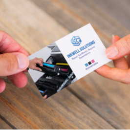 プリンタの修復ビジネス | 白シンプル写真 名刺