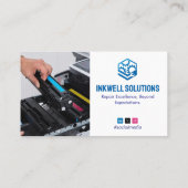 プリンタの修復ビジネス | 白シンプル写真 名刺 (裏面)