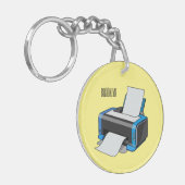 プリンタの漫画イラストレーション キーホルダー (正面左)