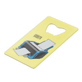 プリンタの漫画イラストレーション クレジットカード栓抜き (裏面アングル)