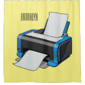 プリンタの漫画イラストレーション シャワーカーテン (正面)