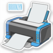 プリンタの漫画イラストレーション シール (正面)