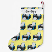 プリンタの漫画イラストレーション スモールクリスマスストッキング (裏面)