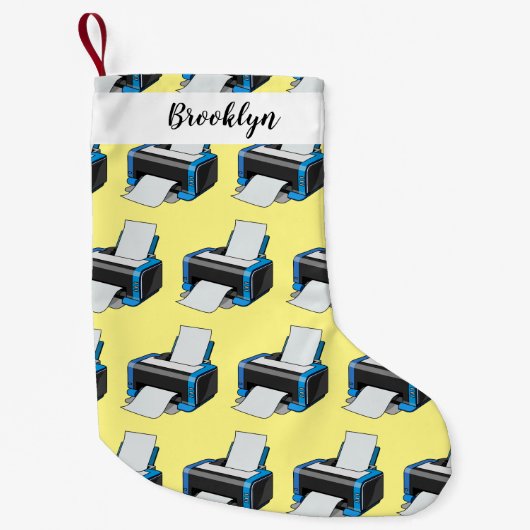 プリンタの漫画イラストレーション スモールクリスマスストッキング (正面)