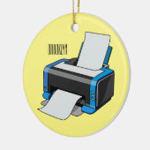 プリンタの漫画イラストレーション セラミックオーナメント (左)