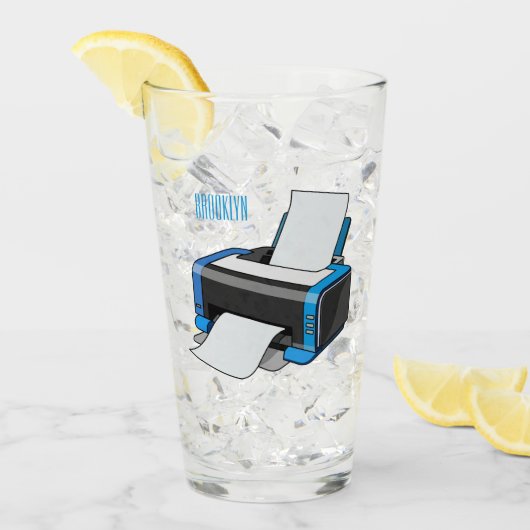 プリンタの漫画イラストレーション タンブラーグラス (アイス正面)