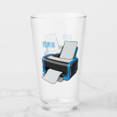 プリンタの漫画イラストレーション タンブラーグラス (正面)