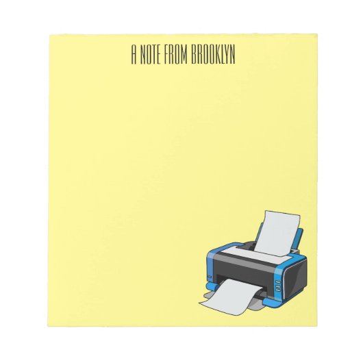 プリンタの漫画イラストレーション ノートパッド (正面)