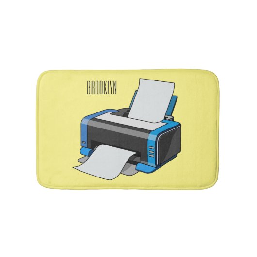 プリンタの漫画イラストレーション バスマット (正面)