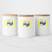 プリンタの漫画イラストレーション フードラベル (ボトル)