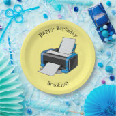 プリンタの漫画イラストレーション ペーパープレート (パーティー)