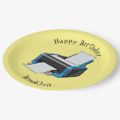 プリンタの漫画イラストレーション ペーパープレート (アングル)