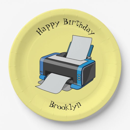 プリンタの漫画イラストレーション ペーパープレート (正面)