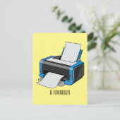 プリンタの漫画イラストレーション ポストカード (スタンド正面)