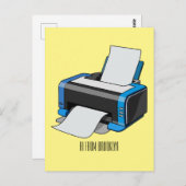 プリンタの漫画イラストレーション ポストカード (正面/裏面)