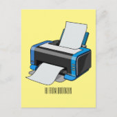 プリンタの漫画イラストレーション ポストカード (正面)