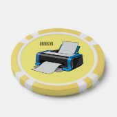 プリンタの漫画イラストレーション ポーカーチップ (シングル)