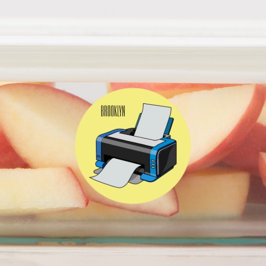 プリンタの漫画イラストレーション ラベル (貼付)