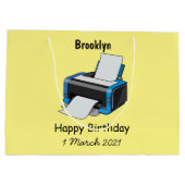 プリンタの漫画イラストレーション ラージペーパーバッグ (裏面)