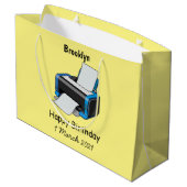 プリンタの漫画イラストレーション ラージペーパーバッグ (裏面アングル)