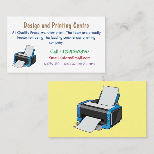 プリンタの漫画イラストレーション 名刺 (正面/裏面)