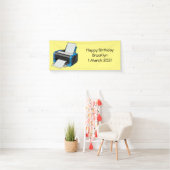 プリンタの漫画イラストレーション 横断幕 (インサイチュ)