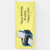 プリンタの漫画イラストレーション 横断幕 (縦)