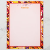 プリンタサイズのオレンジと赤の抽象芸術水色 レターヘッド (正面)