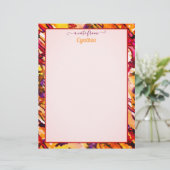 プリンタサイズのオレンジと赤の抽象芸術水色 レターヘッド (スタンド正面)