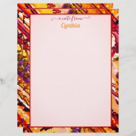 プリンタサイズのオレンジと赤の抽象芸術水色 レターヘッド