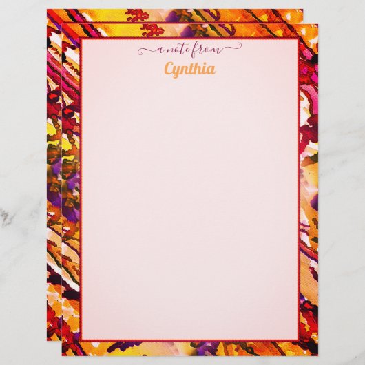 プリンタサイズのオレンジと赤の抽象芸術水色 レターヘッド (正面/裏面)