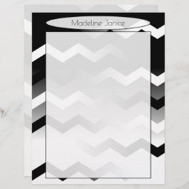 プリンタサイズの白黒の山形の文房具 レターヘッド