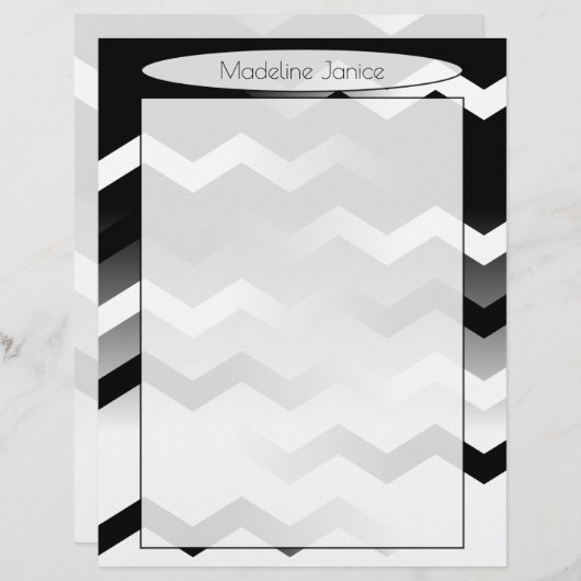 プリンタサイズの白黒の山形の文房具 レターヘッド (正面/裏面)