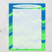 プリンタサイズの青と緑の山形のひな形 レターヘッド (正面/裏面)