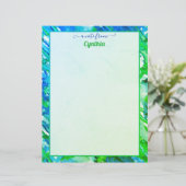 プリンタサイズの青と緑の抽象芸術水色 レターヘッド (スタンド正面)
