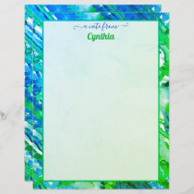 プリンタサイズの青と緑の抽象芸術水色