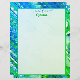 プリンタサイズの青と緑の抽象芸術水色 レターヘッド