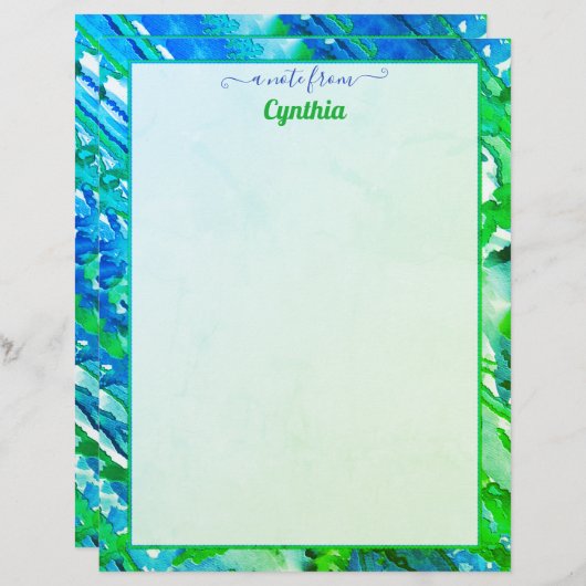 プリンタサイズの青と緑の抽象芸術水色 レターヘッド (正面/裏面)