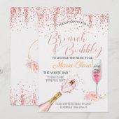 プリンタドール - ブランチ & バブル ピンクシャンパン 招待状 (正面/裏面)