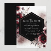 プリンタブル ラスティック バーガンディー ウェディング セーブザデート (正面/裏面)
