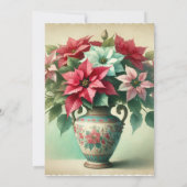 プリンタブル ヴィンテージ 水彩のポインセチアの花瓶 招待状 (裏面)