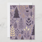 プリンターで印刷可能なパープルとゴールドのスカンジナビア自然 招待状 (裏面)