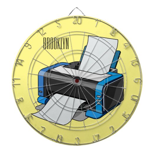 プリンターの漫画イラスト ダーツボード (正面)