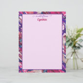 プリンターサイズの紫とピンクの抽象芸術水色 レターヘッド (スタンド正面)