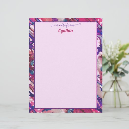 プリンターサイズの紫とピンクの抽象芸術水色 レターヘッド (スタンド正面)