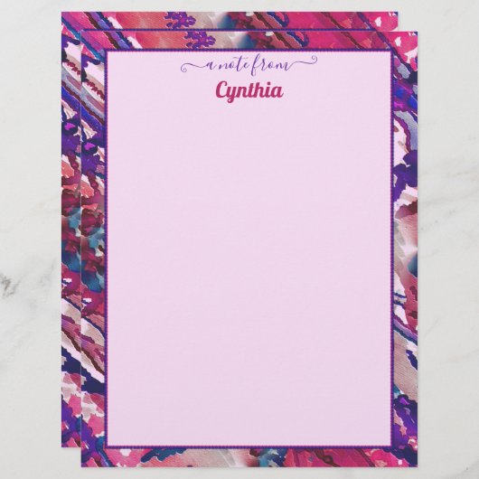 プリンターサイズの紫とピンクの抽象芸術水色 レターヘッド (正面/裏面)