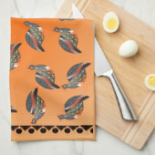 プリントおよびボーダーをくまなくホロホロ鳥35 キッチンタオル (四つ折り)