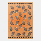 プリントおよびボーダーをくまなくホロホロ鳥35 キッチンタオル (縦)