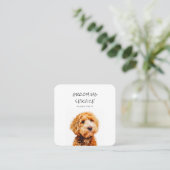 プリントされたかわいいプードル犬の柄グルーミング丸 スクエア名刺 (スタンド正面)